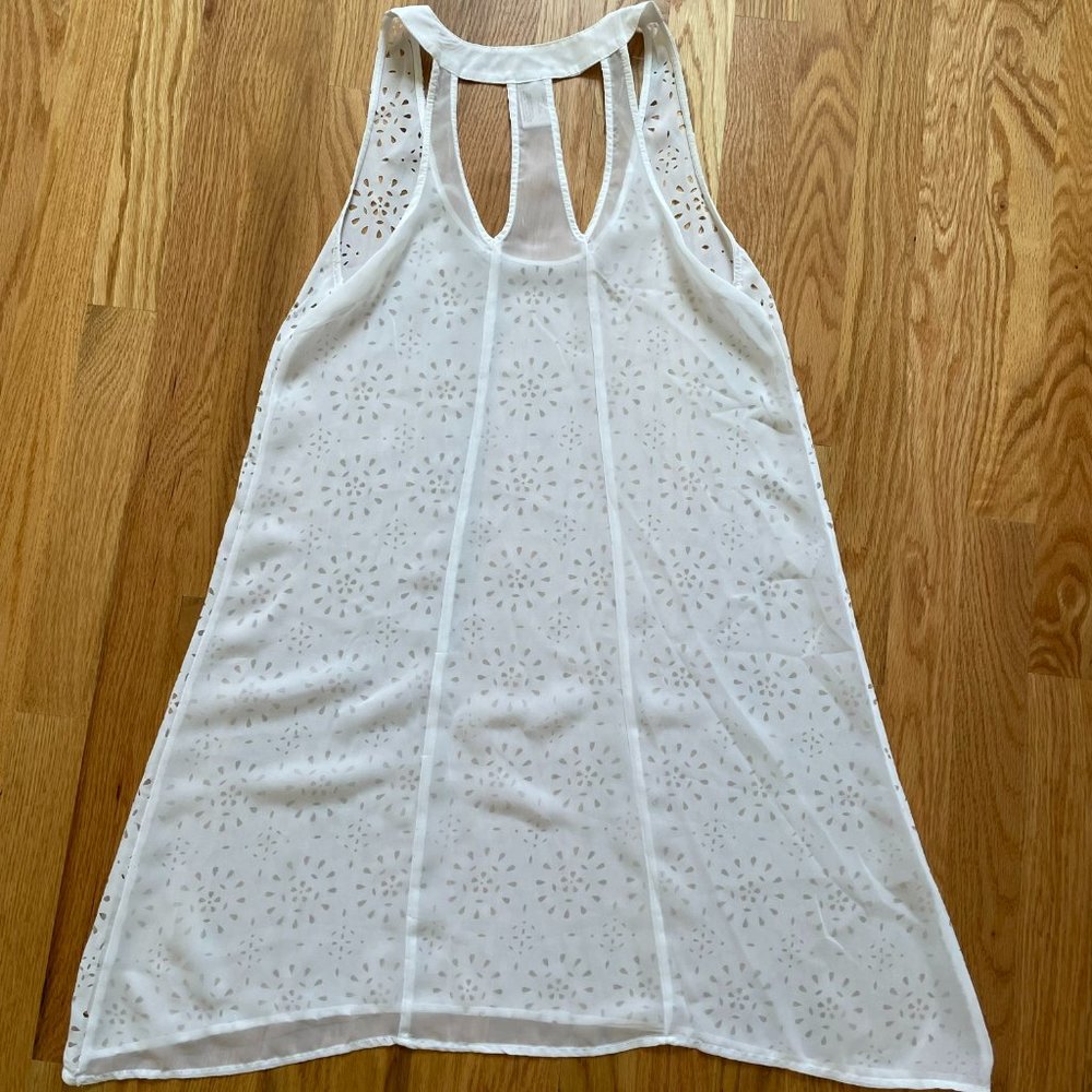 Arizona White Eyelet Lace Swim Coverup Dress Boho Small